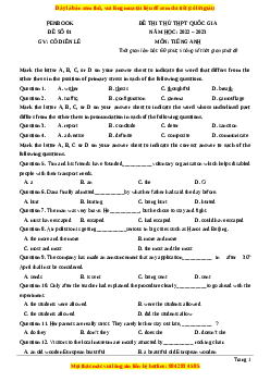 Bộ 20 đề thi THPT Quốc Gia Tiếng anh năm 2023 - sách Penbook và Hocmai.vn
