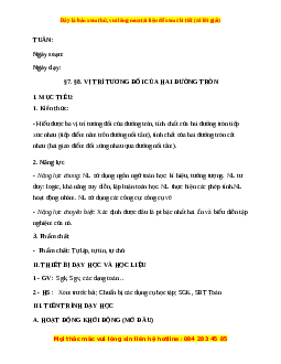Giáo án Vị trí tương đối của hai đường tròn Toán 9 Học kì 1
