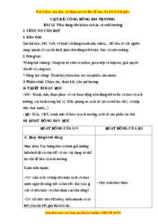 Giáo án Bài 12: Tiêu dùng tiết kiệm và bảo vệ môi trường Tự nhiên và xã hội lớp 3 Chân trời sáng tạo