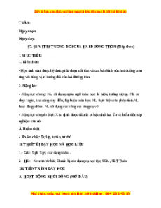 Giáo án Vị trí tương đối của hai đường tròn (Tiếp theo) Toán 9 Học kì 1