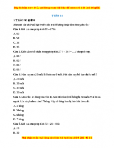 Bài tập cuối tuần Toán lớp 2 Tuần 14 Chân trời sáng tạo (có lời giải)