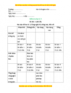 Giáo án Công nghệ 10 (Kết nối tri thức) Bài Kiểm tra học kì 1