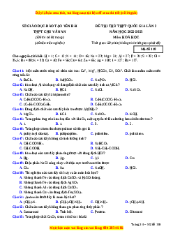 Đề thi thử Hóa Học trường Chu Văn An lần 2 năm 2023