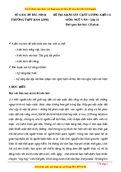 Đề thi thử Ngữ văn trường Hàm Long - Bắc Ninh lần 1 năm 2023