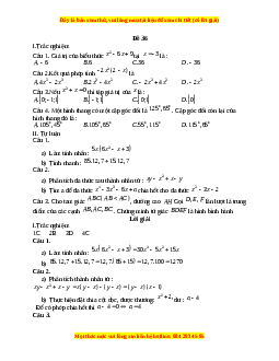 Đề thi giữa kì 1 Toán 8 năm 2023 - Đề 36