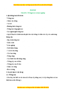 Lý thuyết Công nghệ 7 Cánh diều Ôn tập Chủ đề 1: Trồng trọt và lâm nghiệp