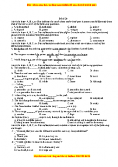 Đề thi trắc nghiệm Tiếng anh 10 năm 2022 - 2023 (Đề 20)
