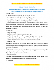 Giáo án Góc lượng giác. Giá trị lượng giác của góc lượng giác Toán 11 Cánh diều