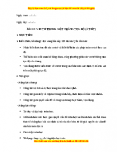 Giáo án Vecto trong mặt phẳng tọa độ Toán 10 Kết nối tri thức