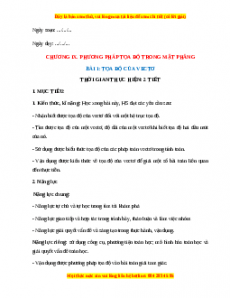 Giáo án tọa độ của vecto Toán 10 Chân trời sáng tạo