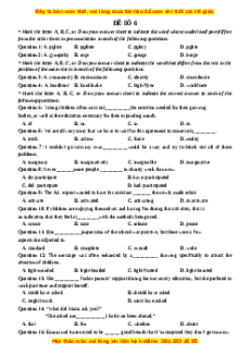 Đề thi thử THPT Quốc Gia môn Tiếng Anh có đáp án ( đề 6 ) - thầy Bùi Văn Vinh