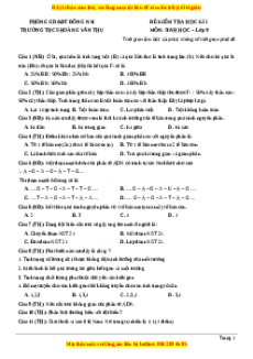 Đề thi học kì 1 Sinh học 9 năm 2023 trường THCS Hoàng Văn Thụ - Đồng Nai
