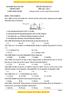Đề thi học kì I Hóa lớp 11 trường THPT Lương Ngọc Quyến - Thái Nguyên