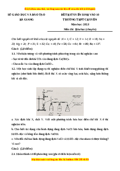 Đề thi vào 10 môn Hóa học năm 2023 - Trường ThPT Chuyên Hà Giang