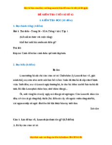Đề thi cuối kì 1 Tiếng Việt lớp 2 Kết nối tri thức (Đề 12)