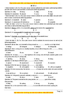 Đề thi thử THPT Quốc Gia môn Tiếng Anh có đáp án ( đề 11 ) - thầy Bùi Văn Vinh
