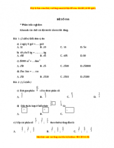 Đề thi Toán lớp 4 cuối kì 2 (Đề 16)