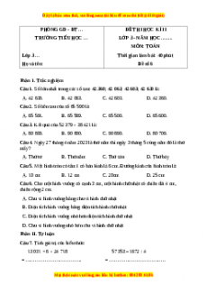 Đề thi cuối kì 2 Toán lớp 3 Chân trời sáng tạo - Đề 6