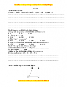 Đề thi Toán lớp 4 cuối kì 1 năm 2022 - 2023 (Đề 27)
