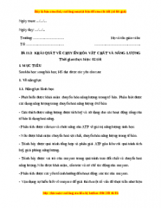 Giáo án Sinh học 10 Bài 13 (Kết nối tri thức): Khái quát về chuyển hóa vật chất và năng lượng