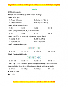Phiếu bài tập cuối tuần Toán lớp 1 Tuần 34 Kết nối tri thức