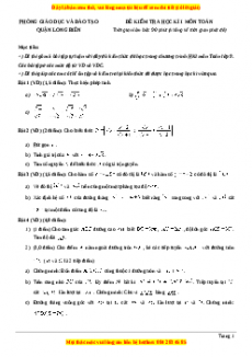 Đề thi học kì Toán 9 năm 2023 Quận Long Biên