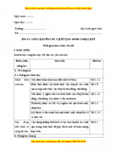 Giáo án Sinh học 10 Bài 11 (Chân trời sáng tạo): Vận chuyển các chất qua màng sinh chất