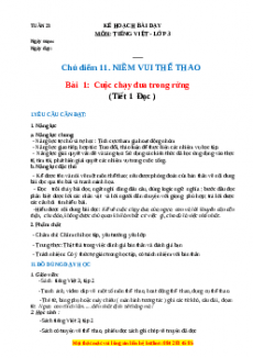 Giáo án Cuộc chạy đua trong rừng Tiếng việt 3 Chân trời sáng tạo