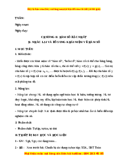 Giáo án Nhắc lại và bổ sung khái niệm về hàm số Toán 9 Học kì 1