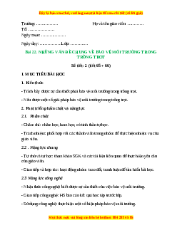 Giáo án Bài 22: Những vấn đề chung về bảo vệ môi trường trong trồng trọt Công nghệ 10 Cánh diều