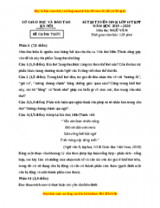 Đề chính thức Ngữ văn vào 10 Hà Nội năm 2019 - 2020