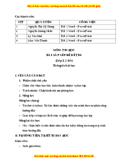 Giáo án Tin học 3 Chân trời sáng tạo Bài 7: Sắp xếp để dễ tìm