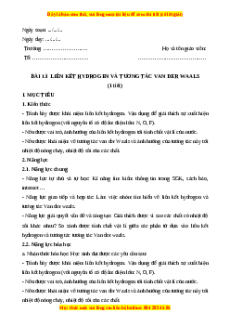 Giáo án Bài 13: Liên kết hydrogen và tương tác van der Waals Hóa học 10 Kết nối tri thức