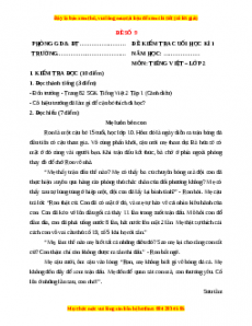 Đề thi học kì 1 Tiếng Việt lớp 2 Cánh diều - Đề 9