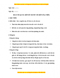 Giáo án Tích của một số vecto với một số Toán 10 Kết nối tri thức