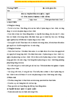 Giáo án Bài 12: Phản ứng oxy hóa khử và ứng dụng trong cuộc sống Hóa học 10 Chân trời sáng tạo
