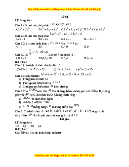 Đề thi giữa kì 1 Toán 8 năm 2023 - Đề 61