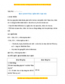 Giáo án Bài 8 Đạo đức 1 Kết nối tri thức: Quan tâm, chăm sóc cha mẹ