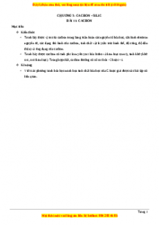 Bộ chuyên đề đầy đủ môn Hóa học 11 năm 2023 - Chương 3: Cacbon - Silic