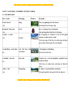 Unit 5: NATURAL WONDERS OF THE WORLD - Luyện chuyên sâu Ngữ pháp và Bài tập tiếng Anh 6