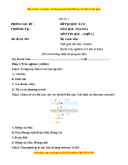 Đề thi cuối kì 2 Tin học lớp 3 Cánh diều (Đề 1)