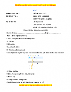 Đề thi cuối kì 2 Tin học lớp 3 Cánh diều (Đề 1)