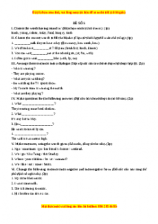 Học kỳ 2: Phần 2 Một số đề kiểm tra học kỳ 2 - Mục A- Đề số 5-Giáo viên Mai Lan Hương đầy đủ đáp án