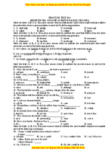Đề luyện thi vào 10 môn Tiếng anh năm 2023 có đáp án (Đề 14)