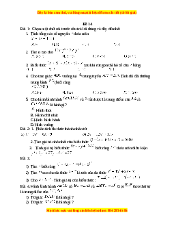 Đề thi giữa kì 1 Toán 8 năm 2023 - Đề 14