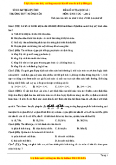 Đề thi học kì 1 Sinh học 12 năm 2023 trường THPT Ngô Quyền - Hải Phòng
