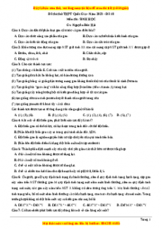 Đề thi thử THPT Quốc Gia môn Sinh học có đáp án ( đề 18 ) - thầy Nguyễn Đức Hải