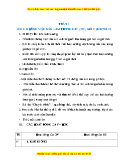 Giáo án HĐTN lớp 1 Tuần 3