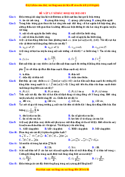 Đề thi thử Vật lí Sở Bắc Ninh năm 2023