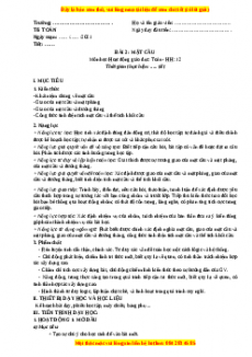 Giáo án Toán 12 học kì I Hình Bài 2: Mặt cầu